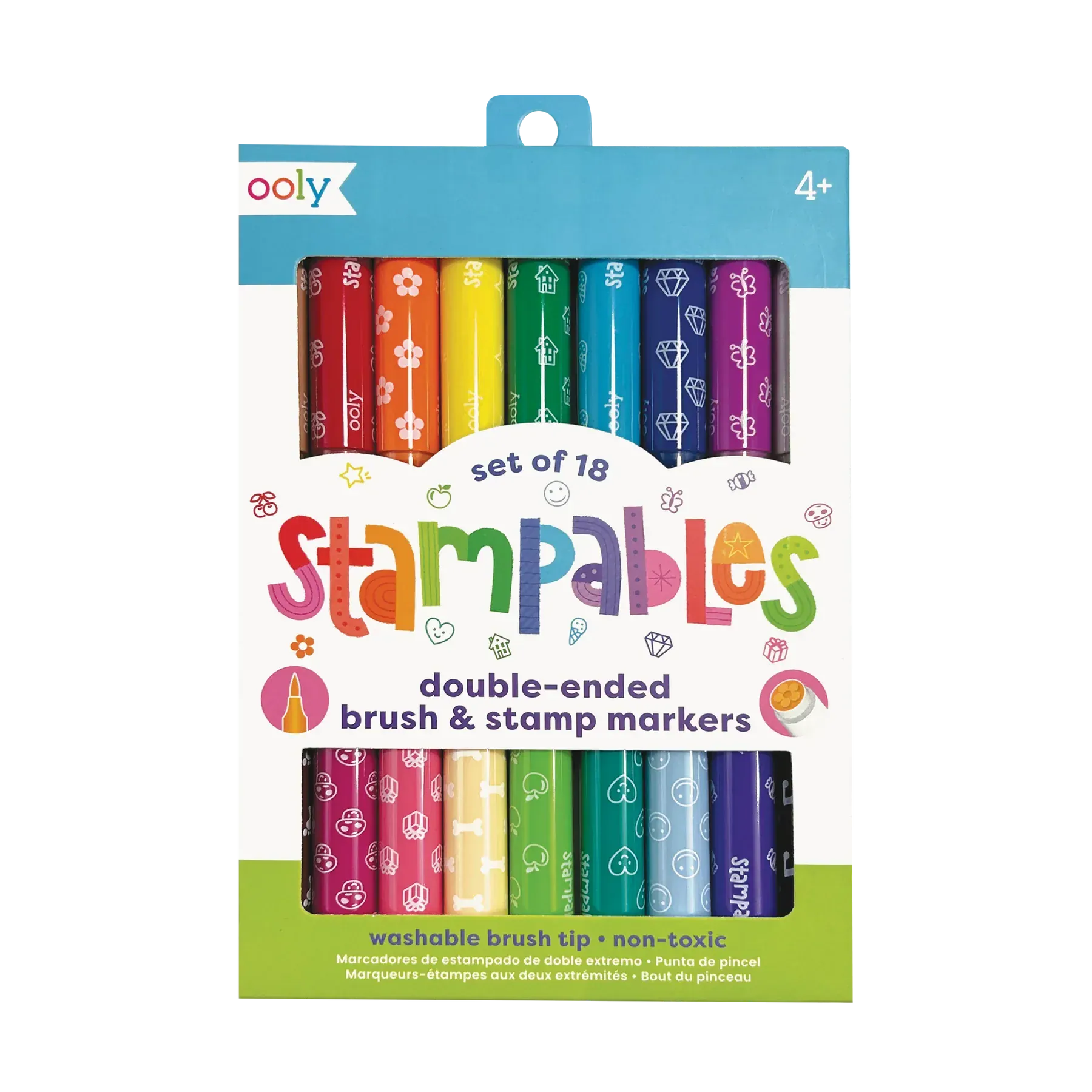 Stampables: Double-Ended Brush & Stamp Markers - Set of 18