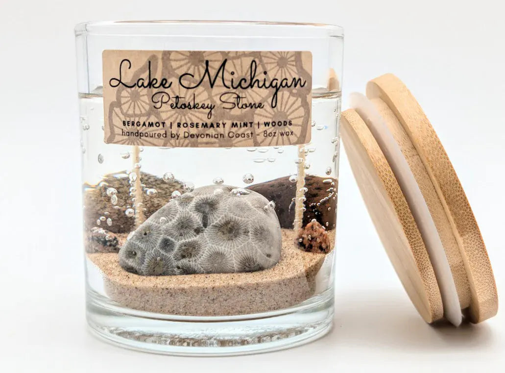Lake Michigan Petoskey Stone Gel Candle
