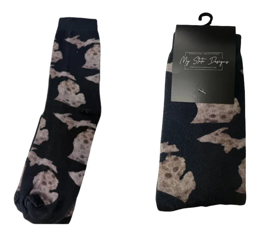 Michigan Map Petoskey Black Socks