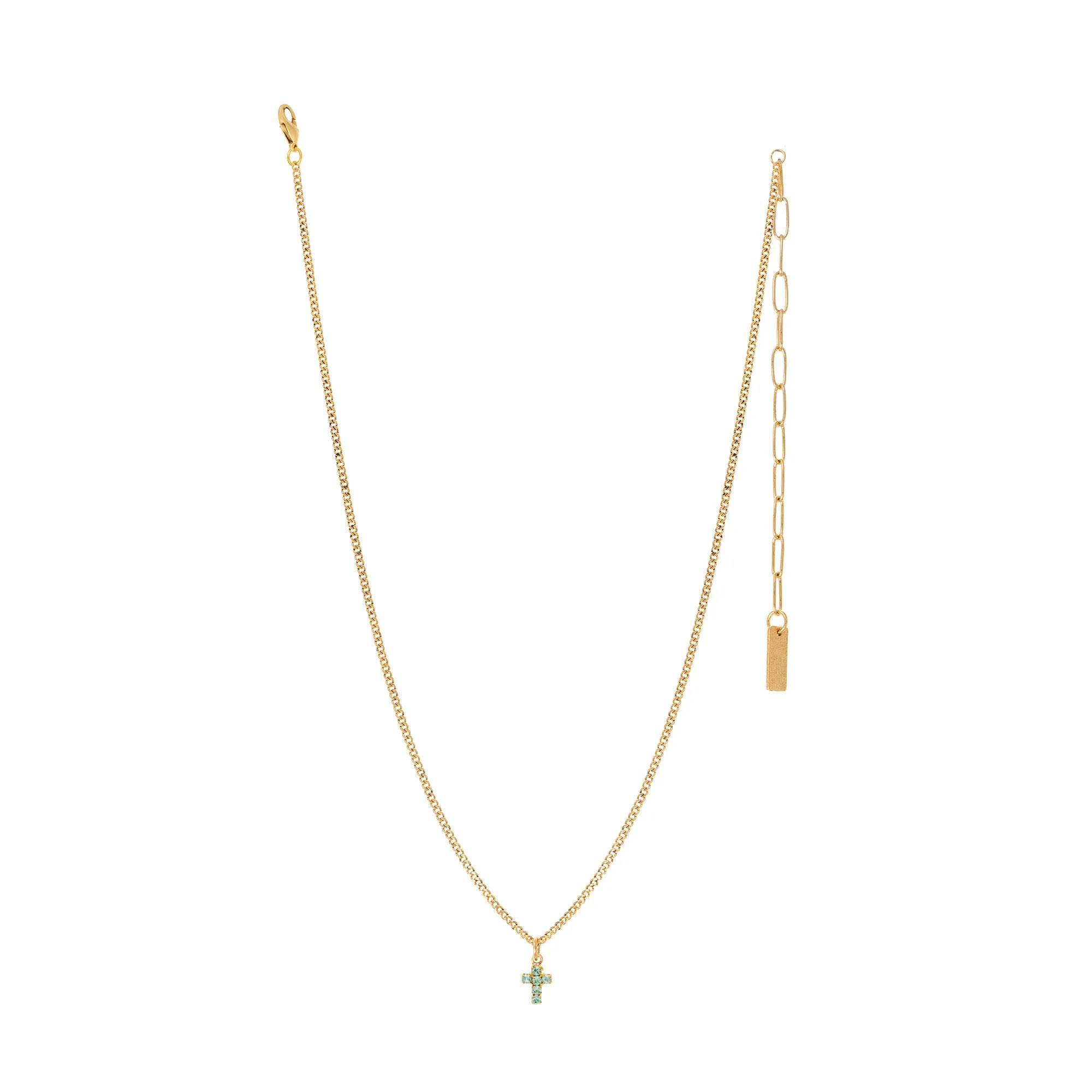 Single Mini Cross Necklace: Chysolite