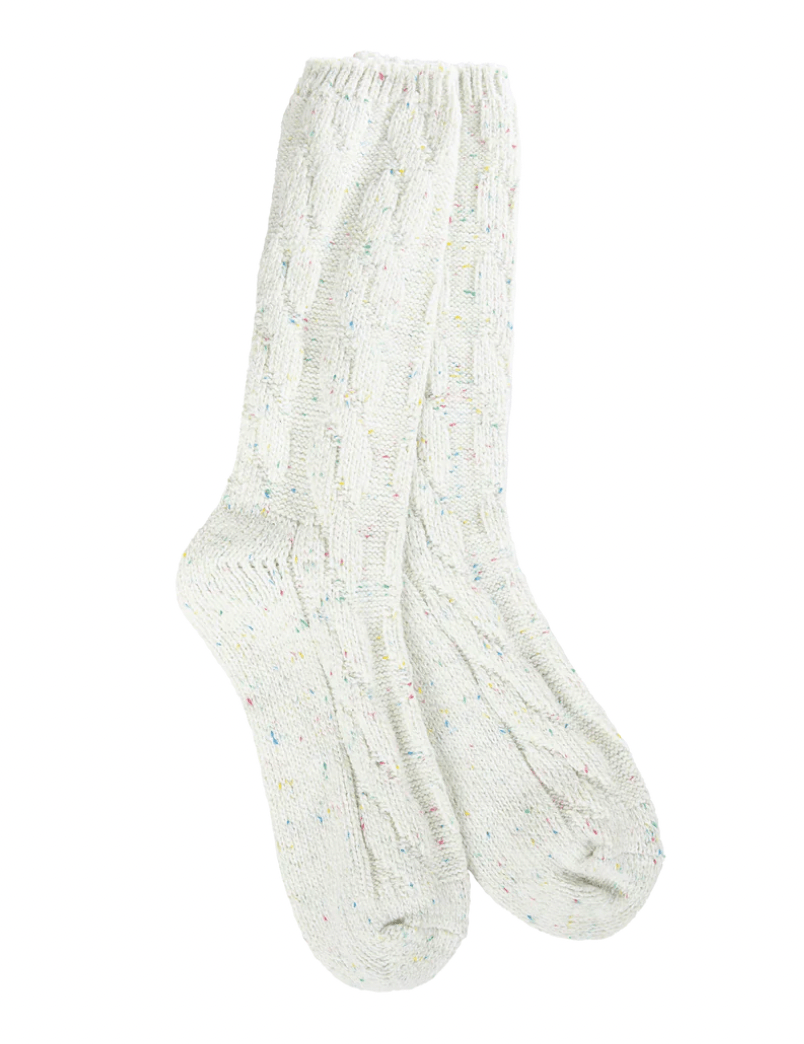 World's Softest Ragg Cable Crew - Vanilla Confetti