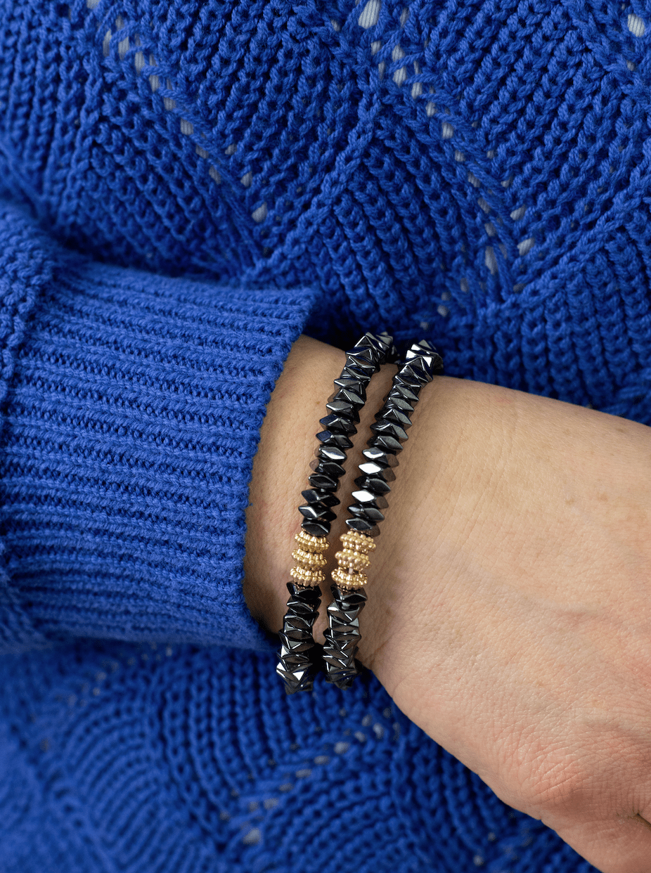 This set features a variety of black stretch bracelets, offering effortless coordination and layering options to complement any outfit. Crafted from high-quality materials, these bracelets are both comfortable to wear and durable for everyday use. 