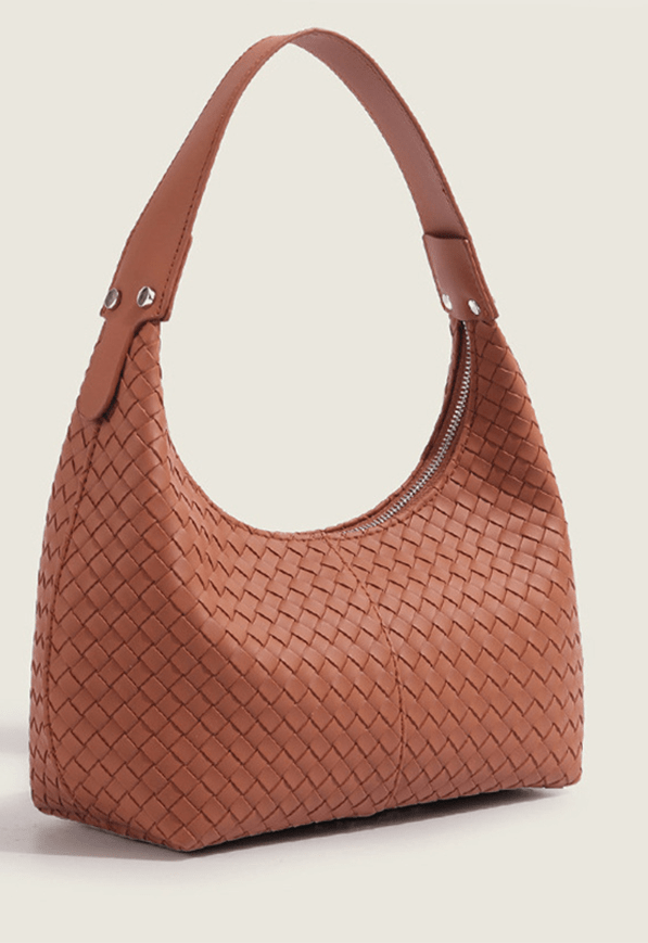 Camel Woven Weave Shoulder Purse