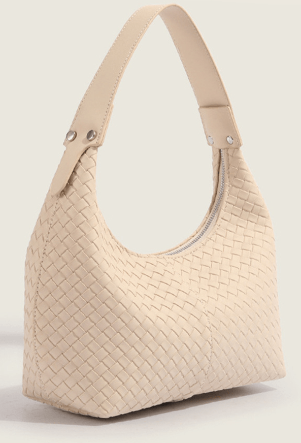 Neutral Woven Weave Shoulder Purse