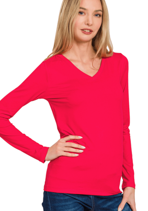 Ruby Brushed V-Neck Long Sleeve Top