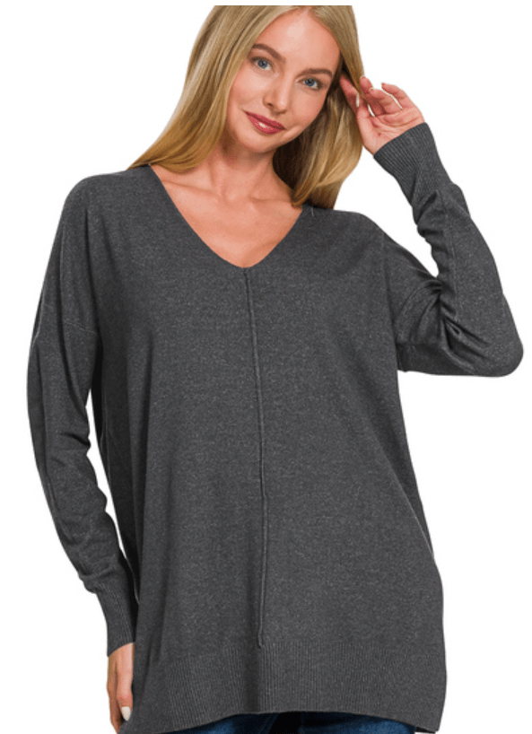 Charcoal Viscose Front Seam Sweater