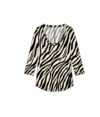 Canvas 3/4 Sleeve Scoop Neck Top w/Buttons