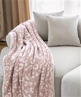 Leopard Feather Knit Throw 50x60" - Blush