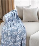 Leaf Feather Knit Throw 50x60" - Blue