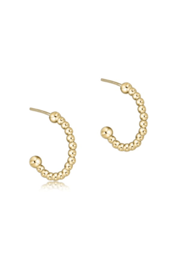 Beaded Classic 1" Post Hoop - 2mm Gold