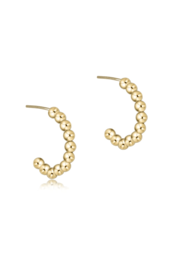Beaded Classic 1" Post Hoop - 3mm Gold