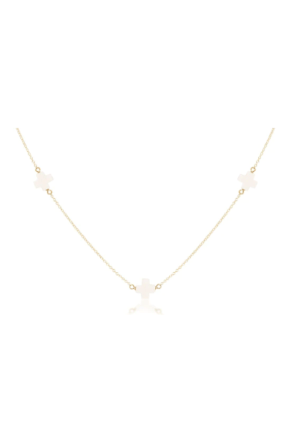 17" Choker Simplicity Chain Gold - Signature Cross Off-White