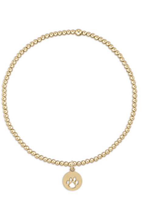 Classic Gold 2mm Bracelet - Paw Print Small Gold Disc