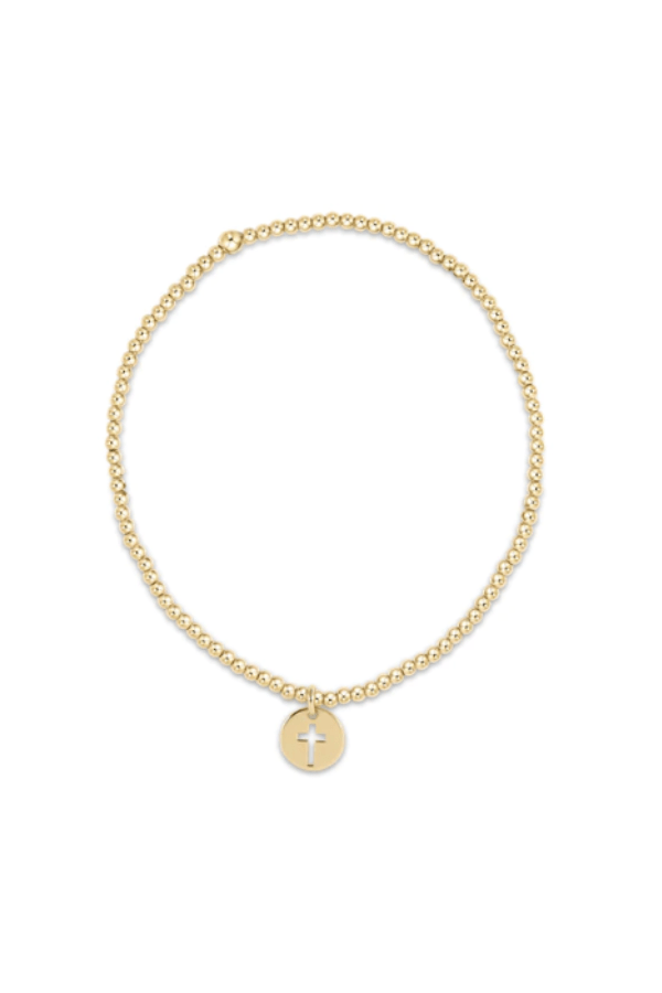 Classic Gold 2mm Bead Bracelet - Blessed Small Gold Charm