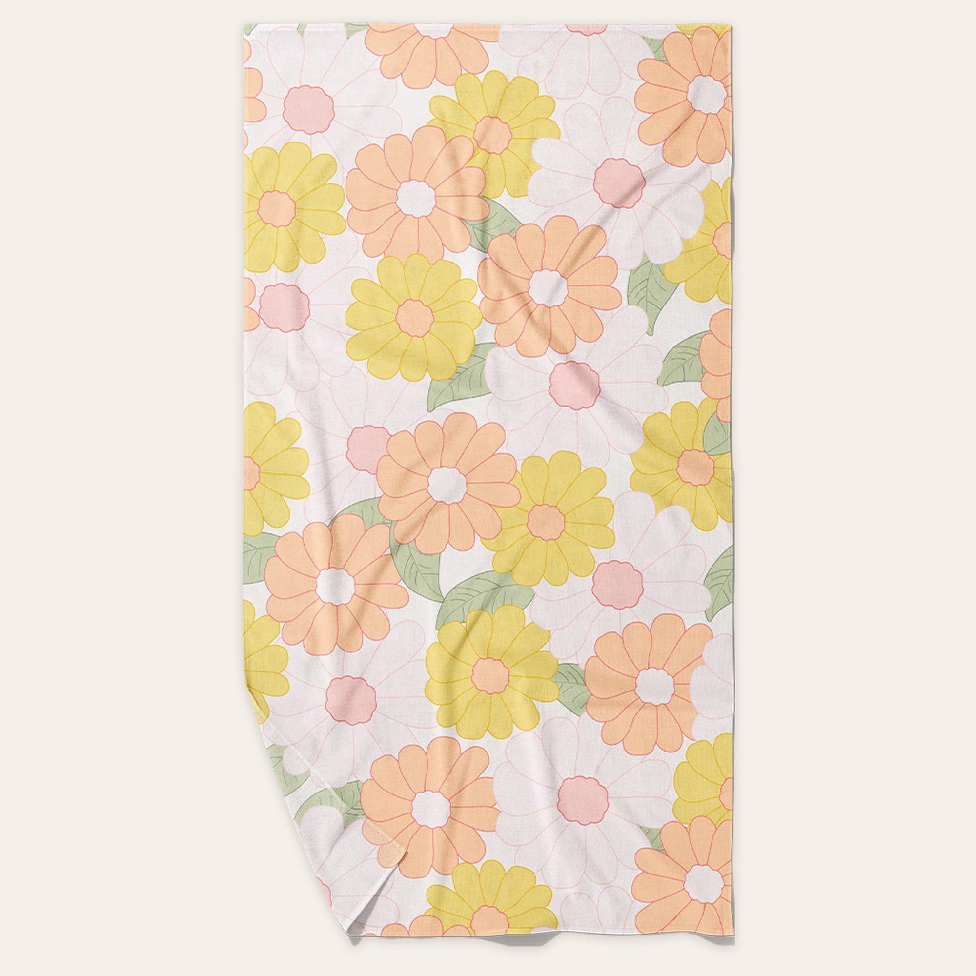 Daisy Craze Peach XL Quick Dry Beach Towel