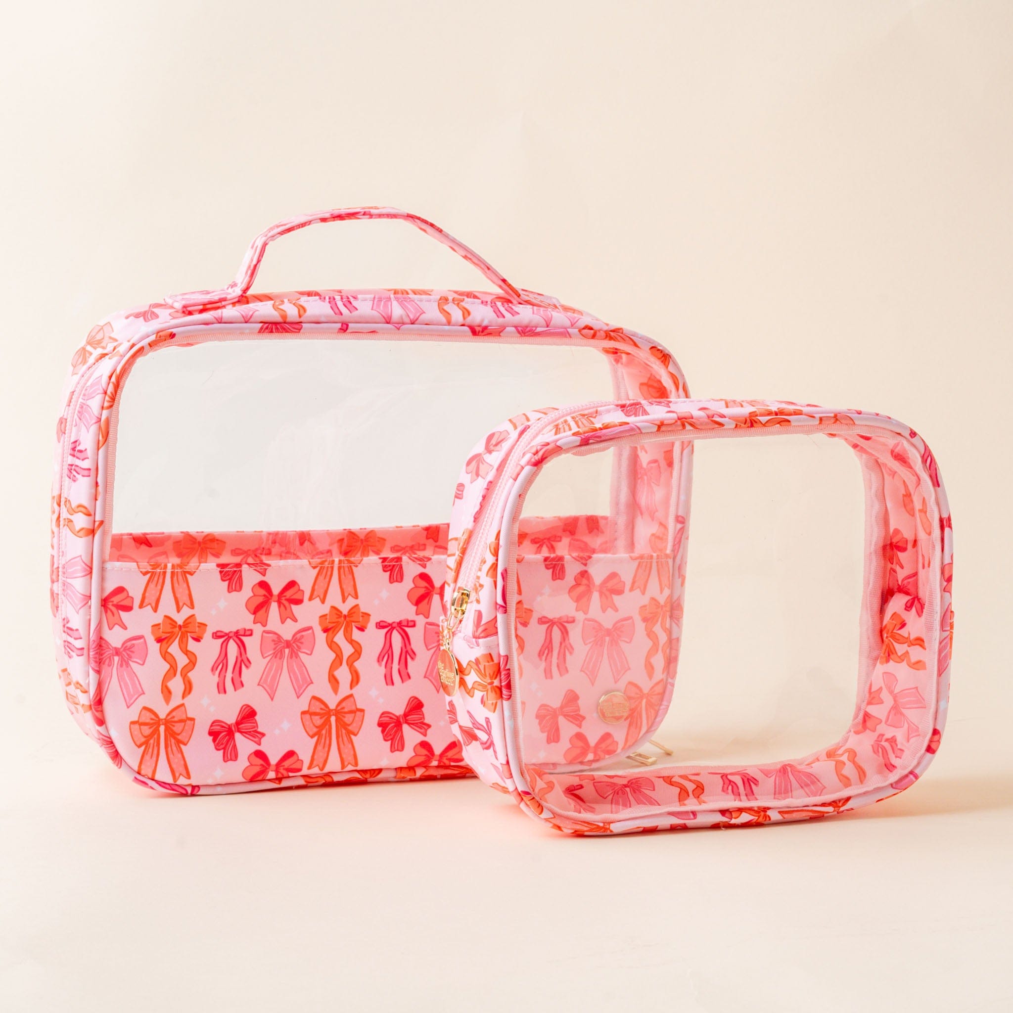 Clearly Chic Cosmetic Bag Set - Blushing Bows