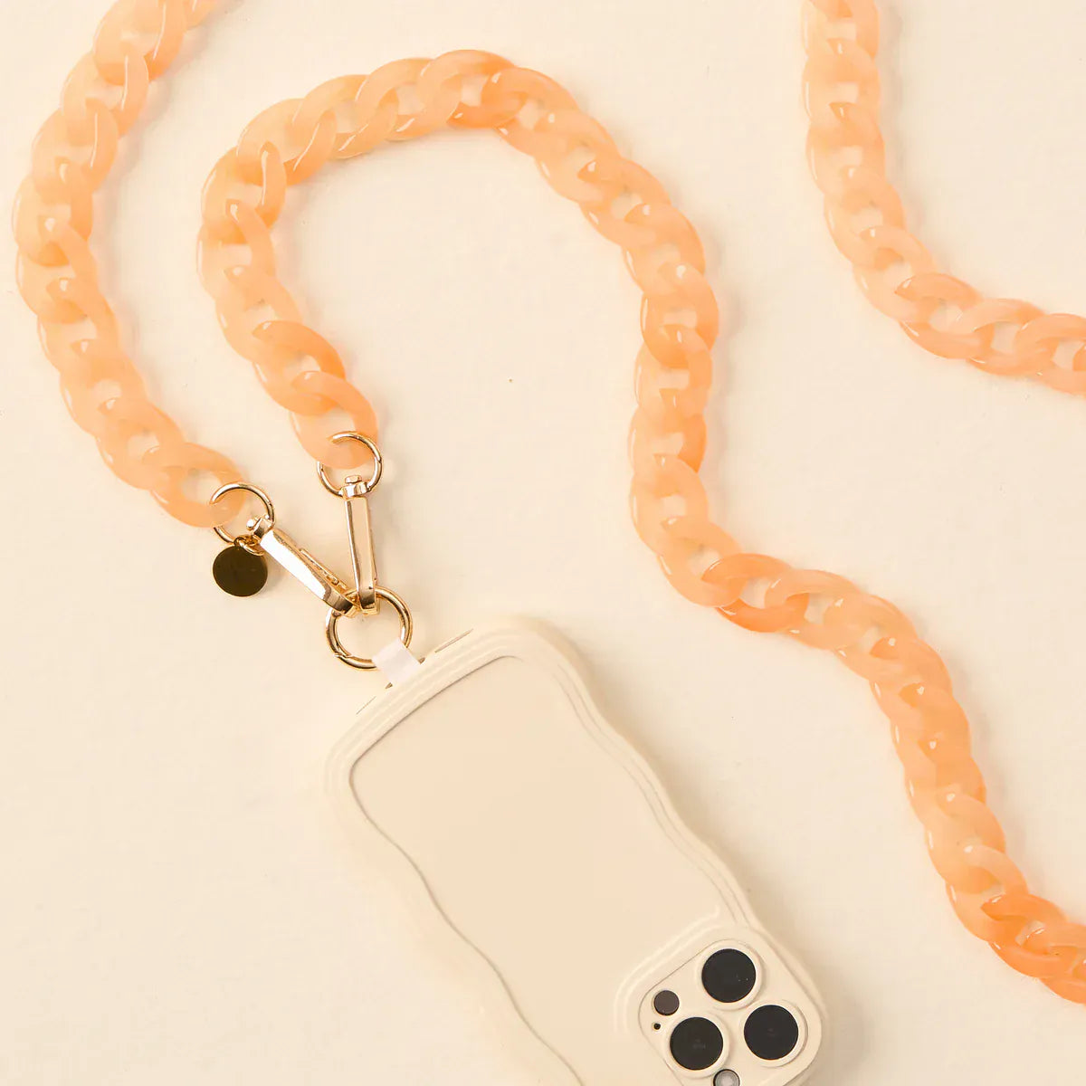 Marble Peach Hold the Phone Crossbody Chain