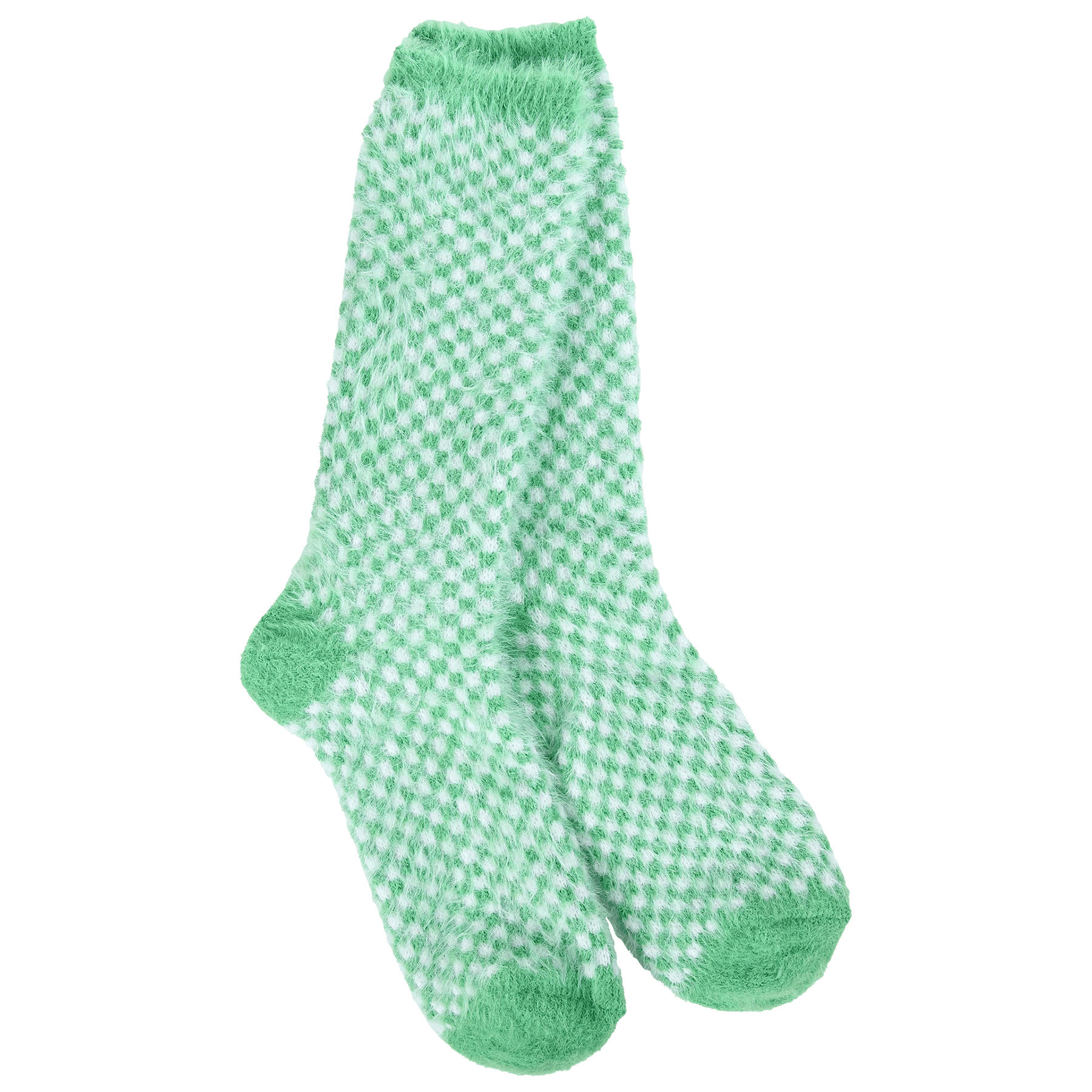 World's Softest Holiday Feather Check Crew - Green