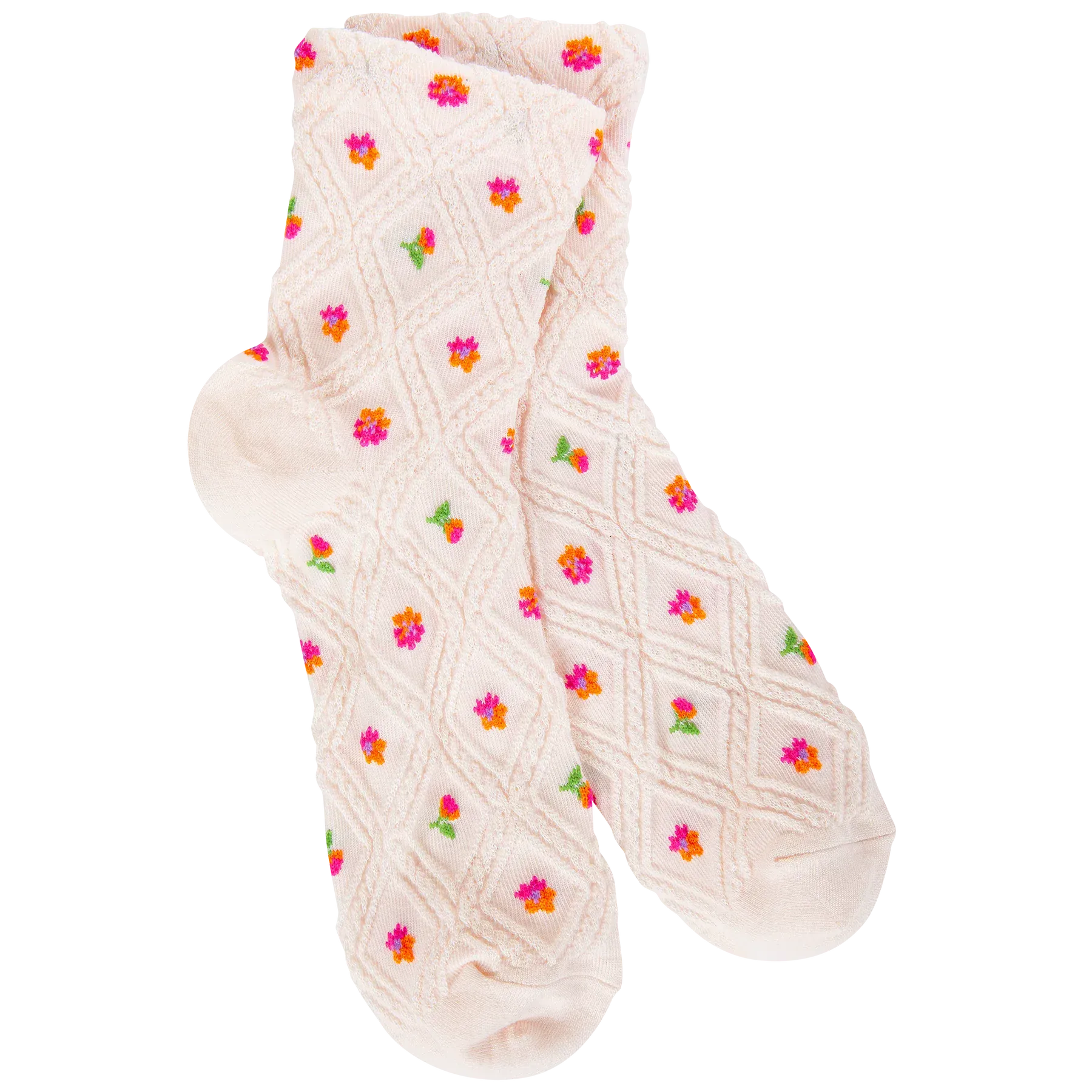 World's Softest Weekend Lattice Quarter Rosebud - Pink/Orange