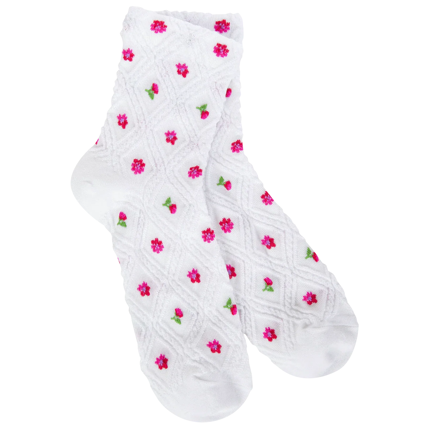 World's Softest Weekend Lattice Quarter Rosebud - White/Rose