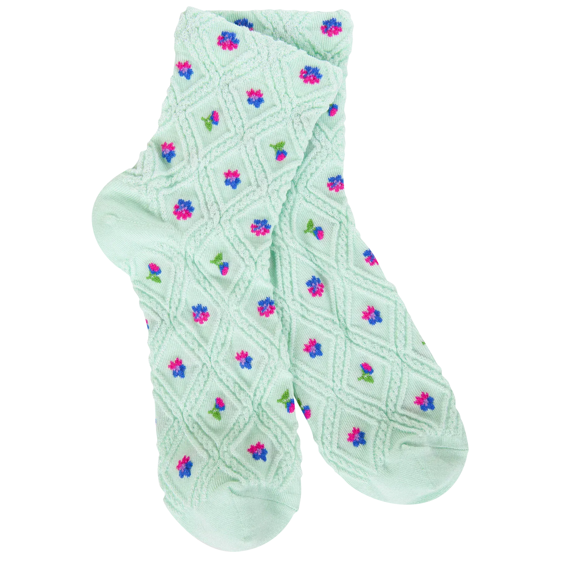 World's Softest Weekend Lattice Quarter Rosebud - Green/Blue