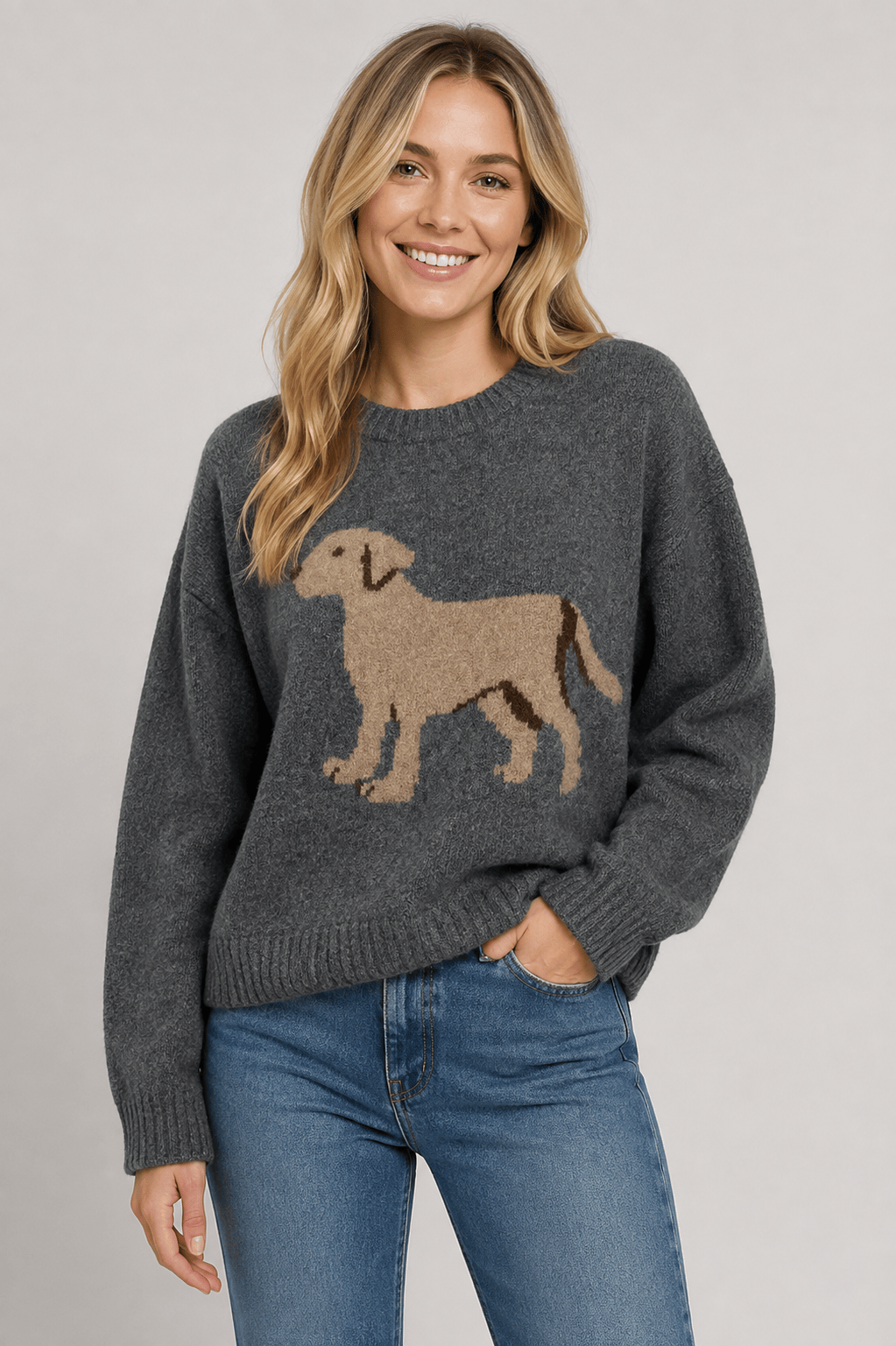 Grey Motif Dog Sweater