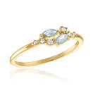 Air Blue Opal & CZ Cluster Gold Ring