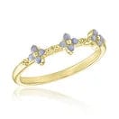 Air Blue Opal Mini Flower Gold Ring
