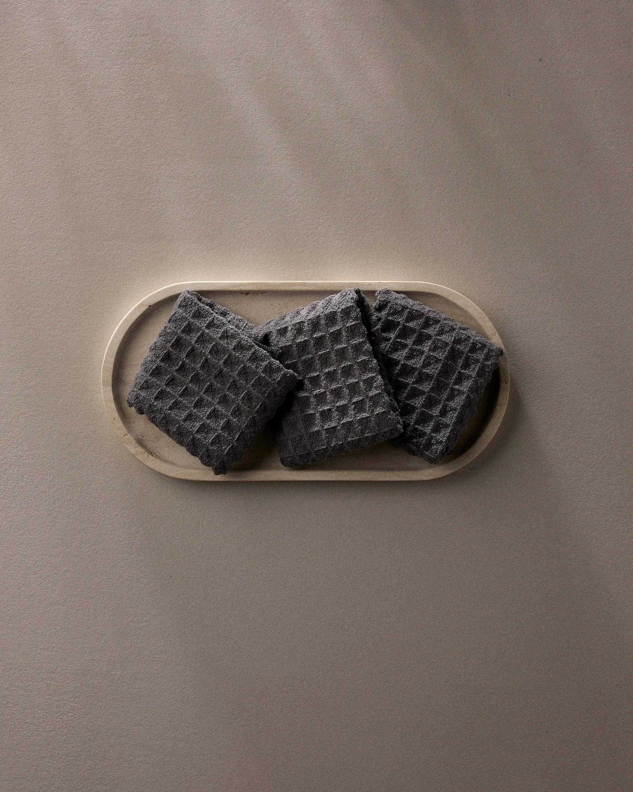 Geometry Charcoal Waffle Washcloth Set