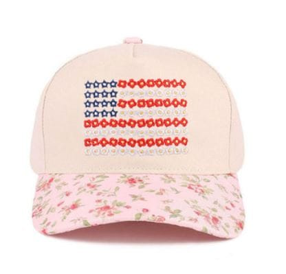 Floral Star American Flag Two Tone Cotton Hat