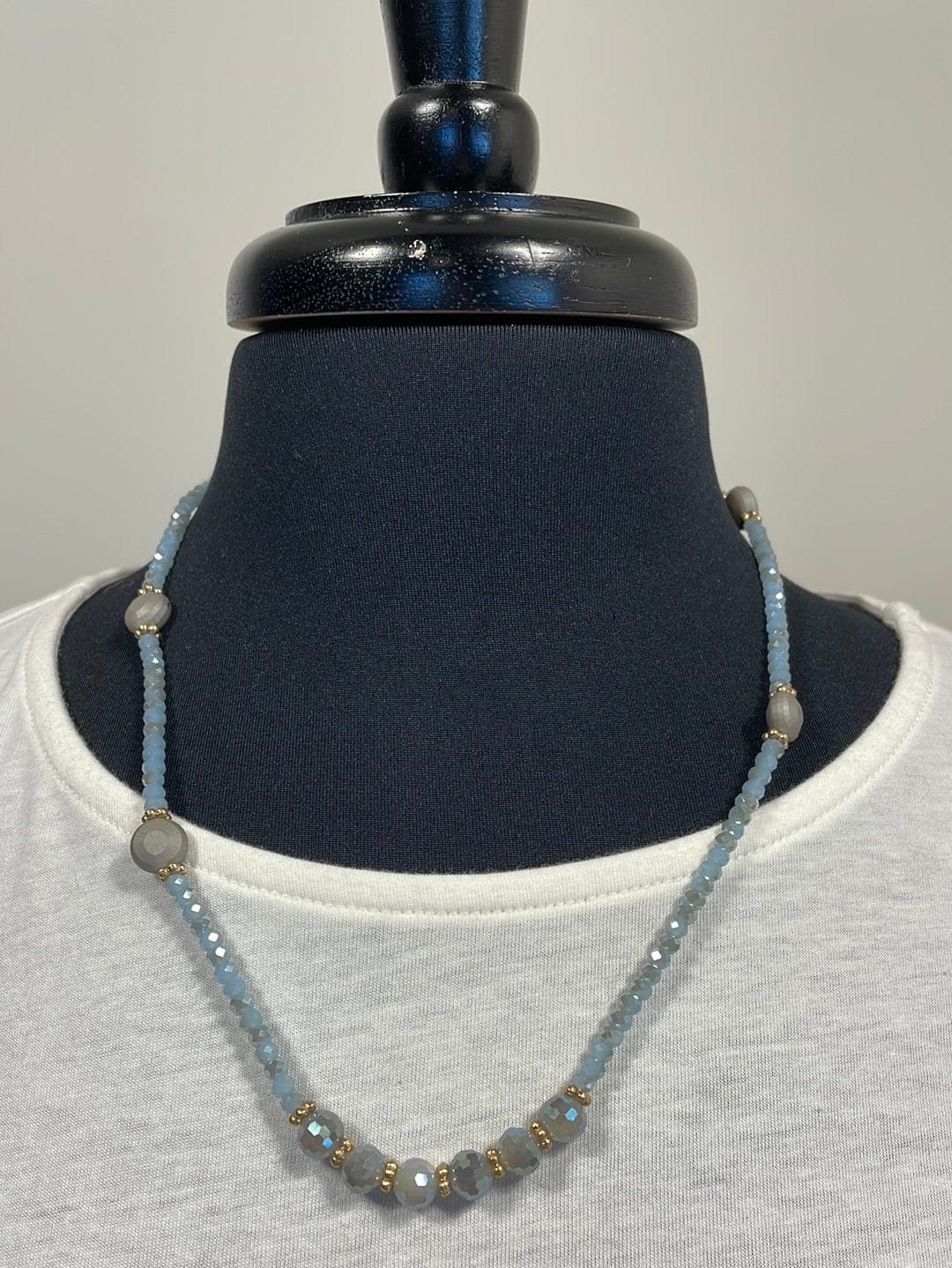 Dusty Blue Stone Sparkle Bracelet/Necklace Set