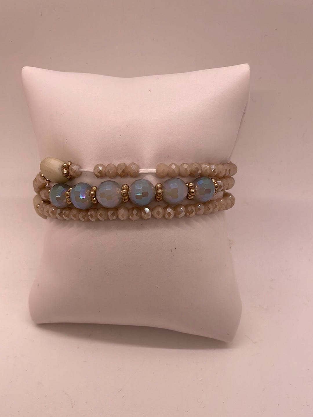 Beige Stone Sparkle Bracelet/Necklace Set