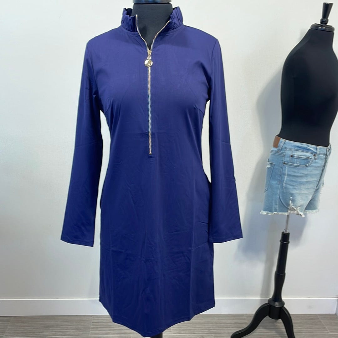 Navy Aria Quarter Zip Shift Dress