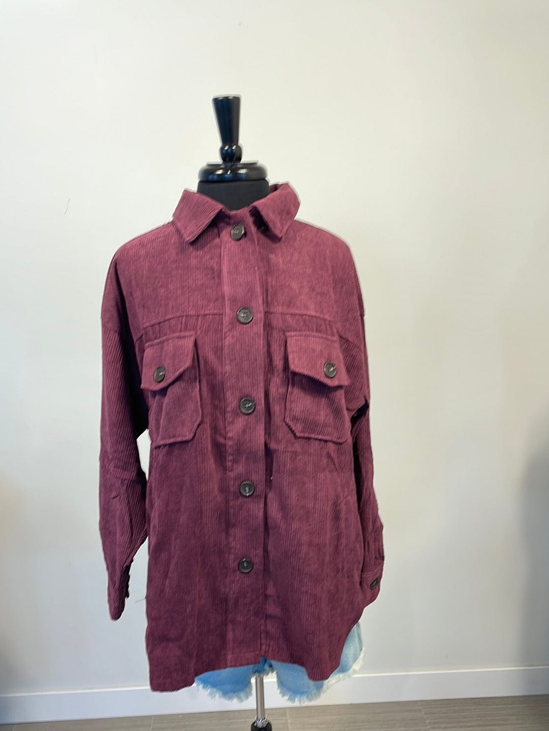 Eggplant Oversized Corduroy Shacket