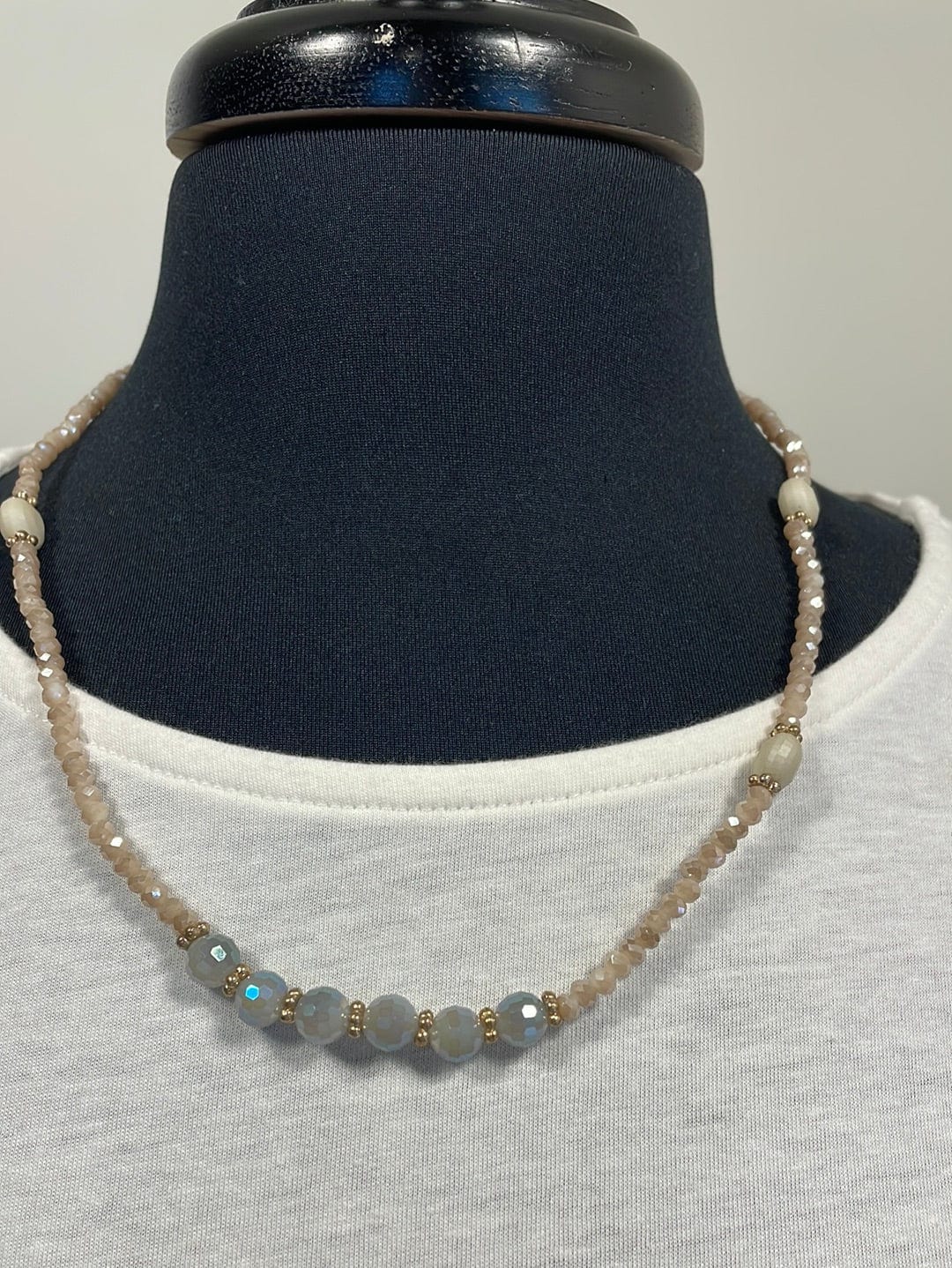 Beige Stone Sparkle Bracelet/Necklace Set