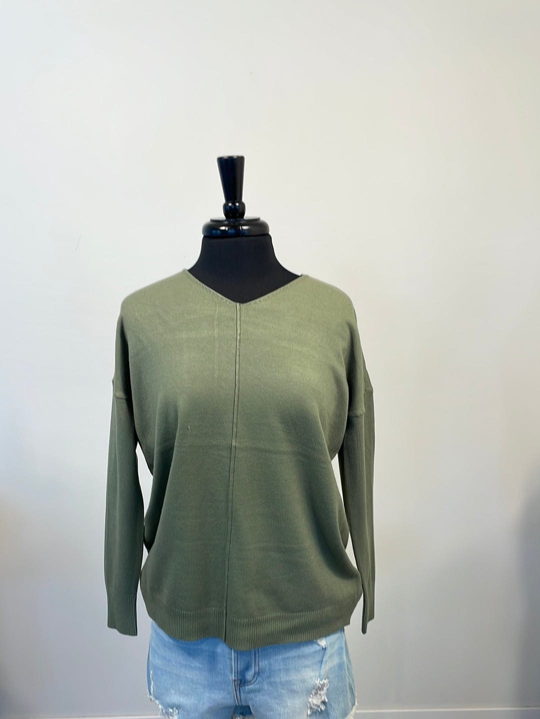 Olive Center Seam Favorite Sweater