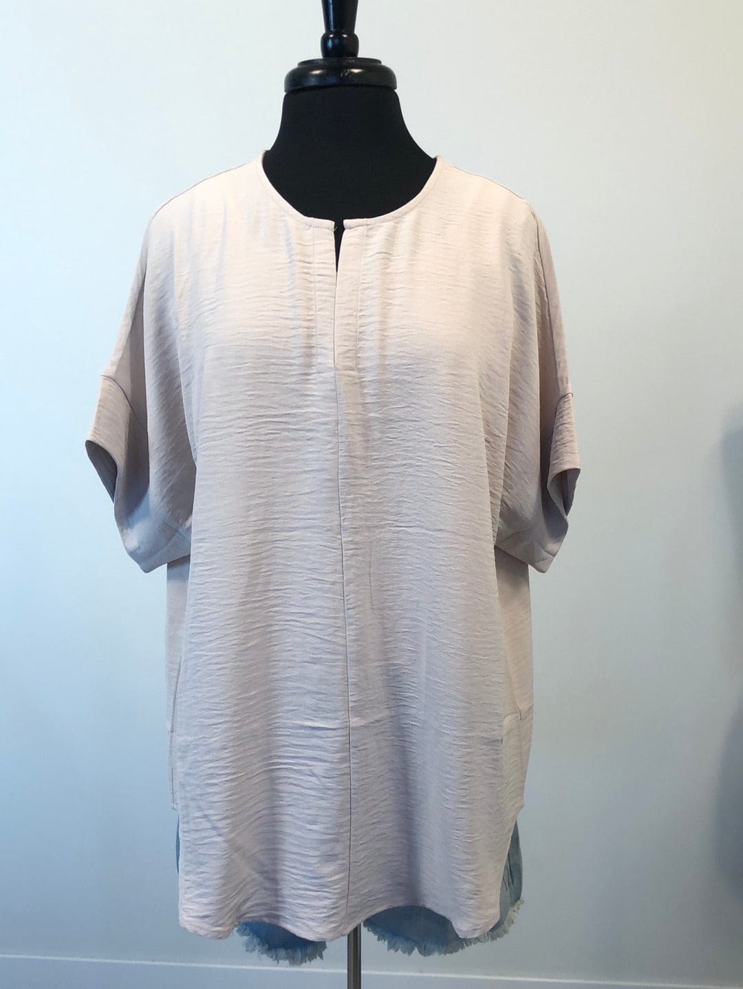 Beige Breezy V-Neck Blouse