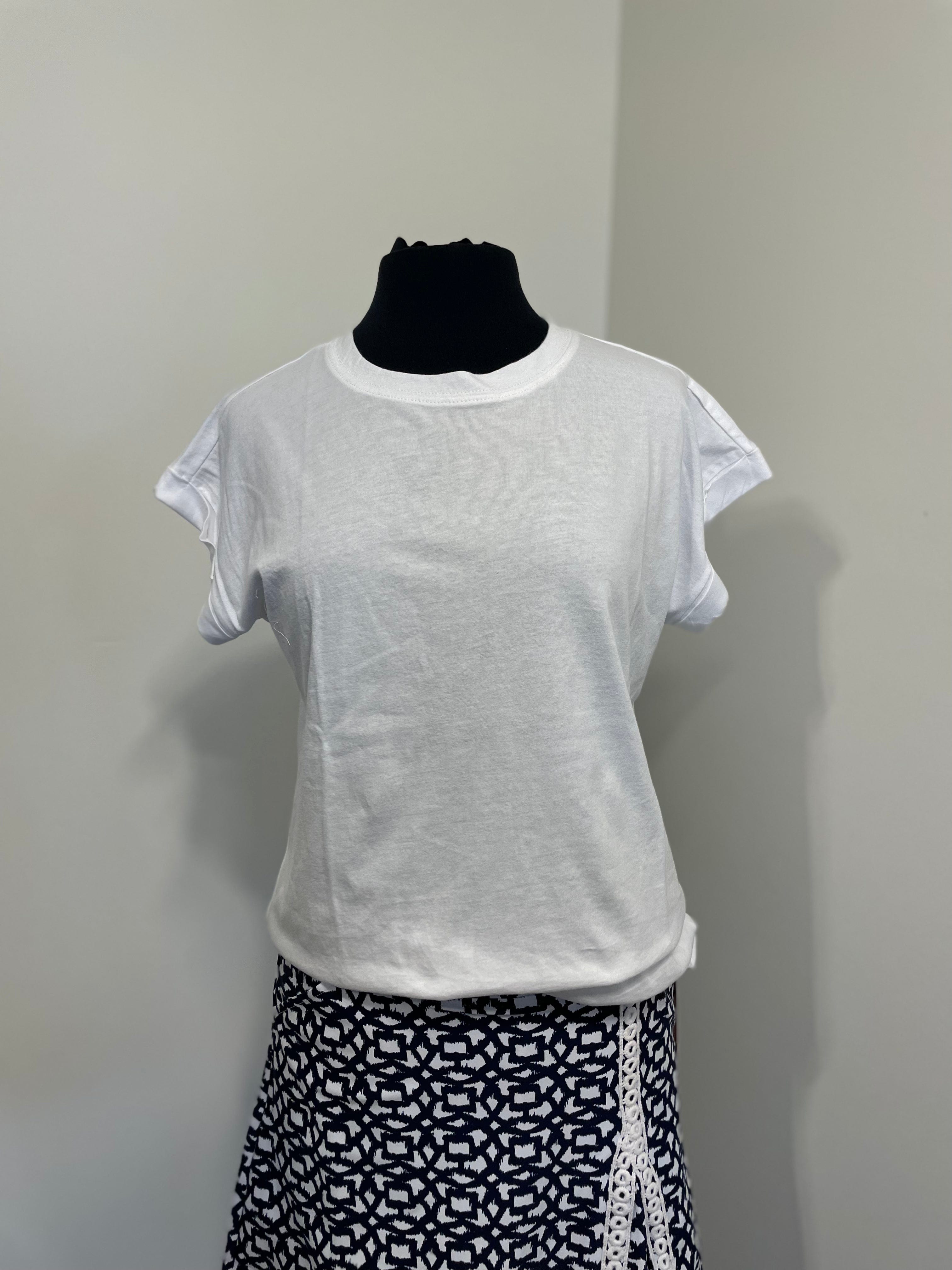 White Cotton Crew Neck T-Shirt