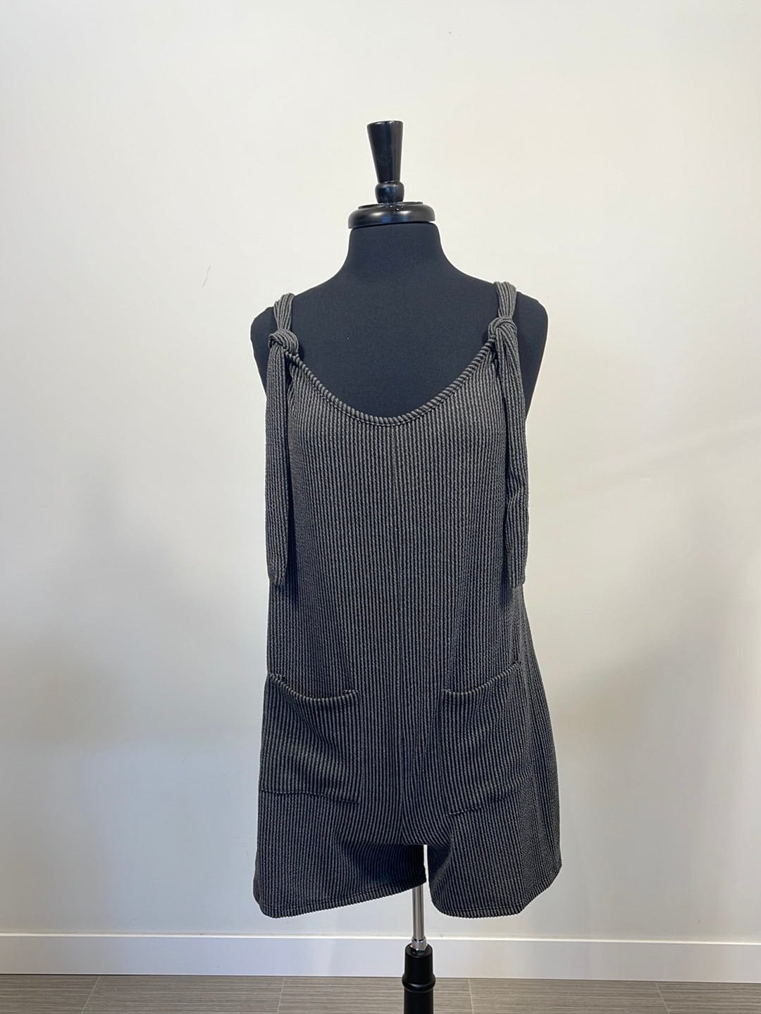 Black Ribbed Romper
