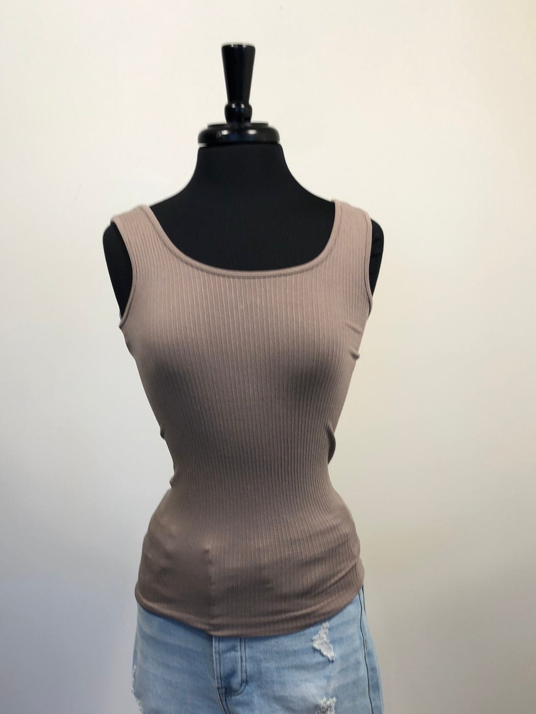 Khaki Ribbed Tank