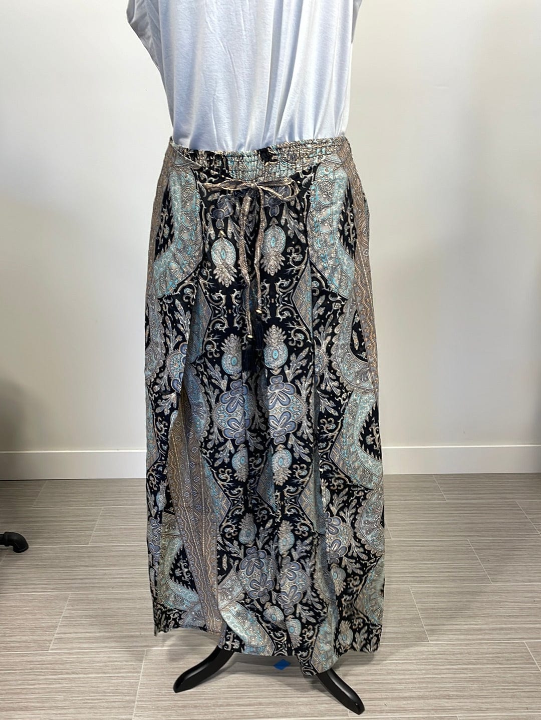 Gold, Black & Mint Faux Wrap Pant