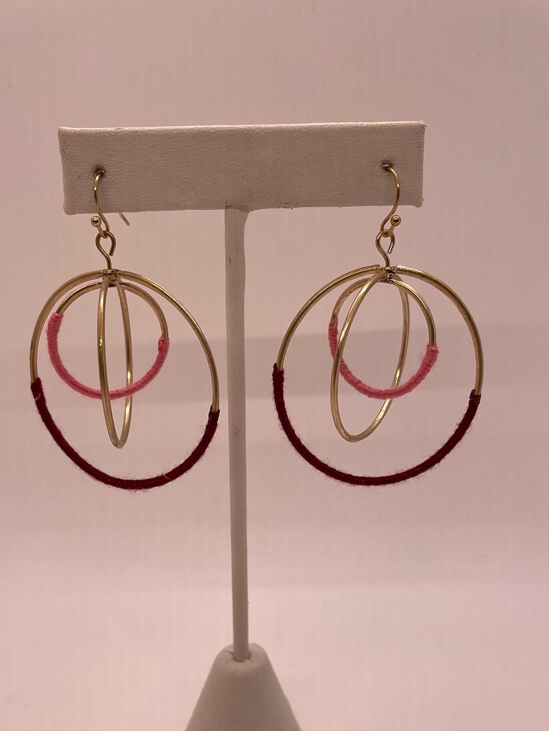 Burgundy Threaded Circle Earring