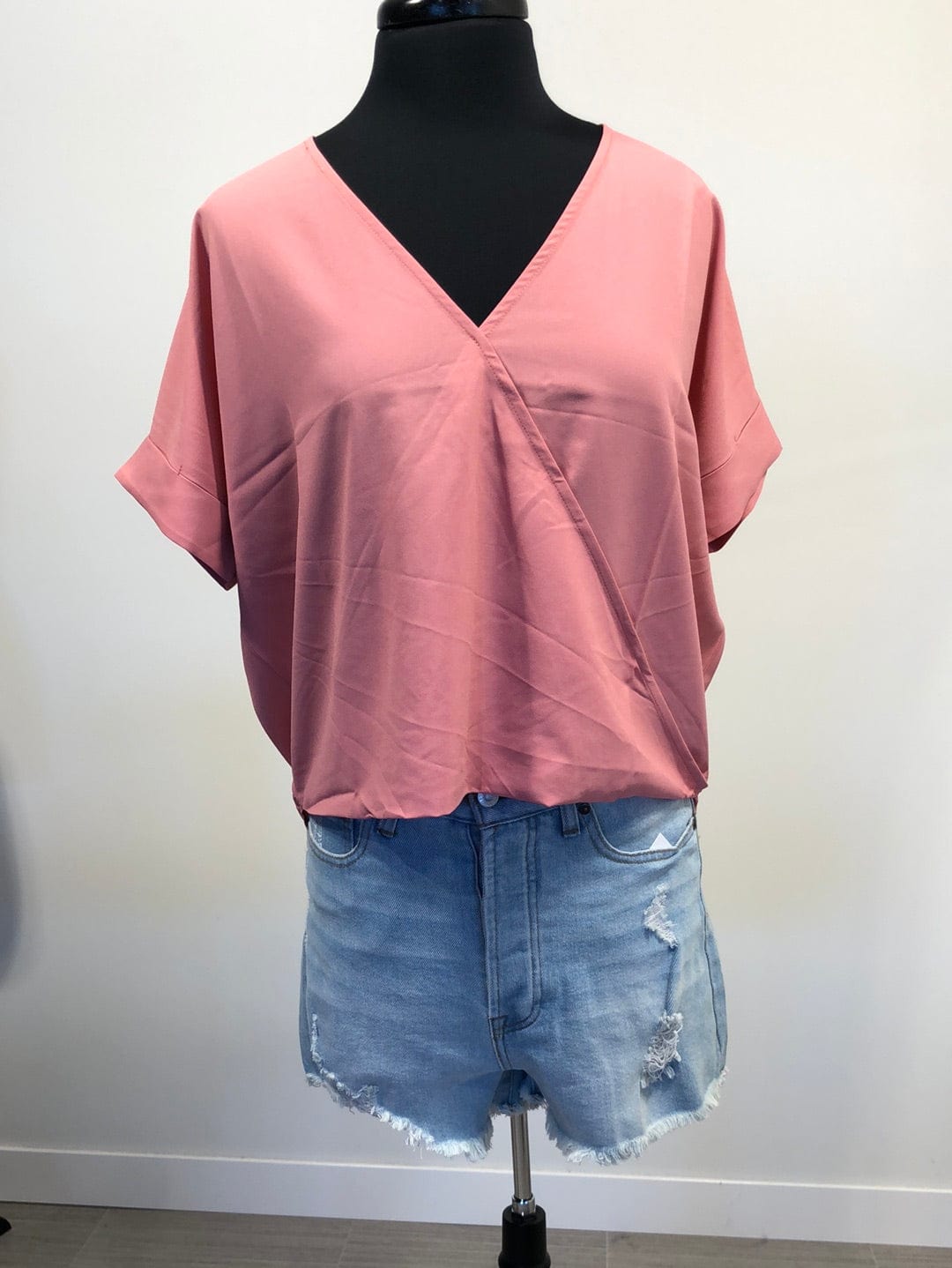 Champagne Rose Cross Front Blouse