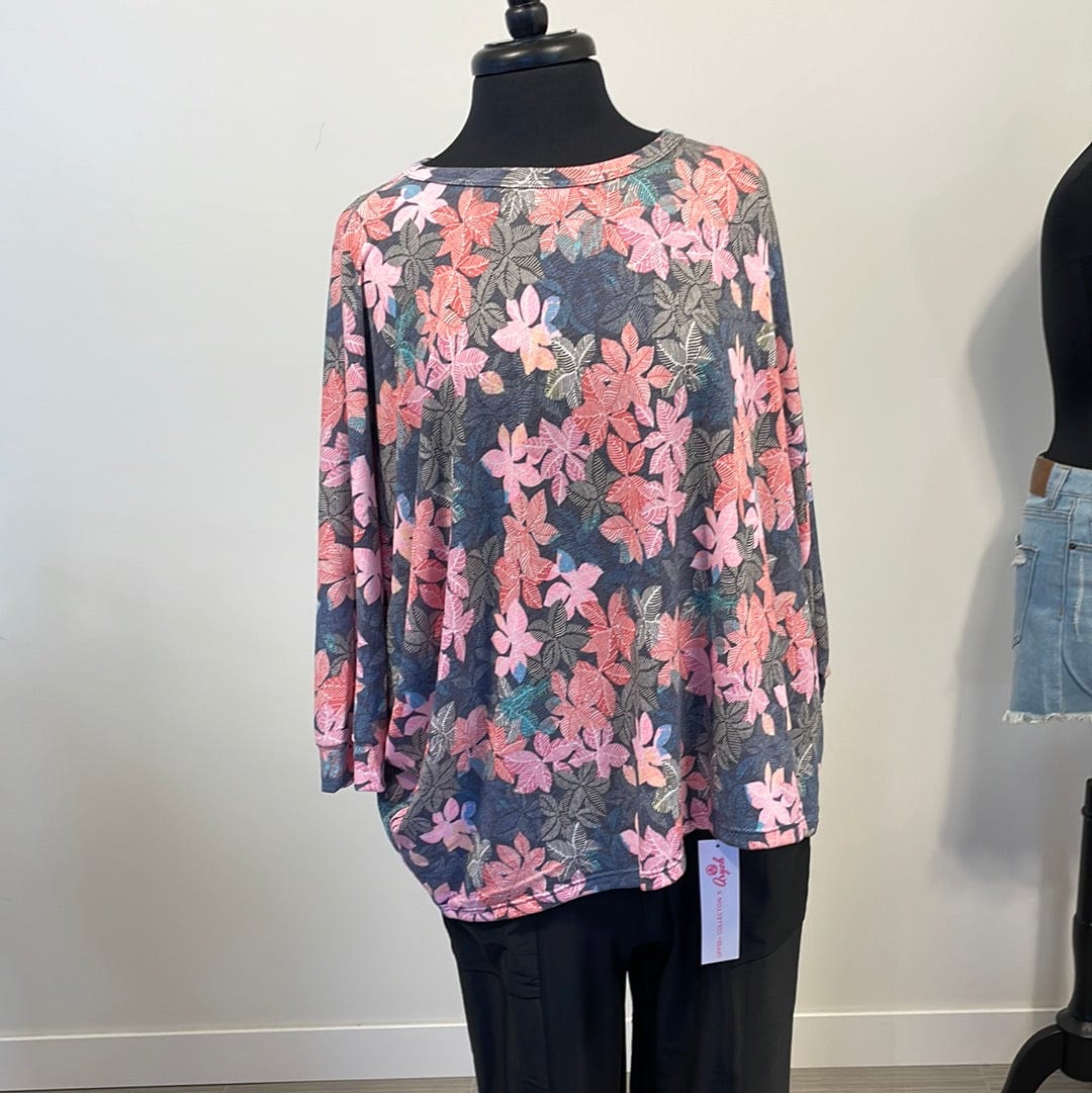 Cozy Charcoal Floral Top