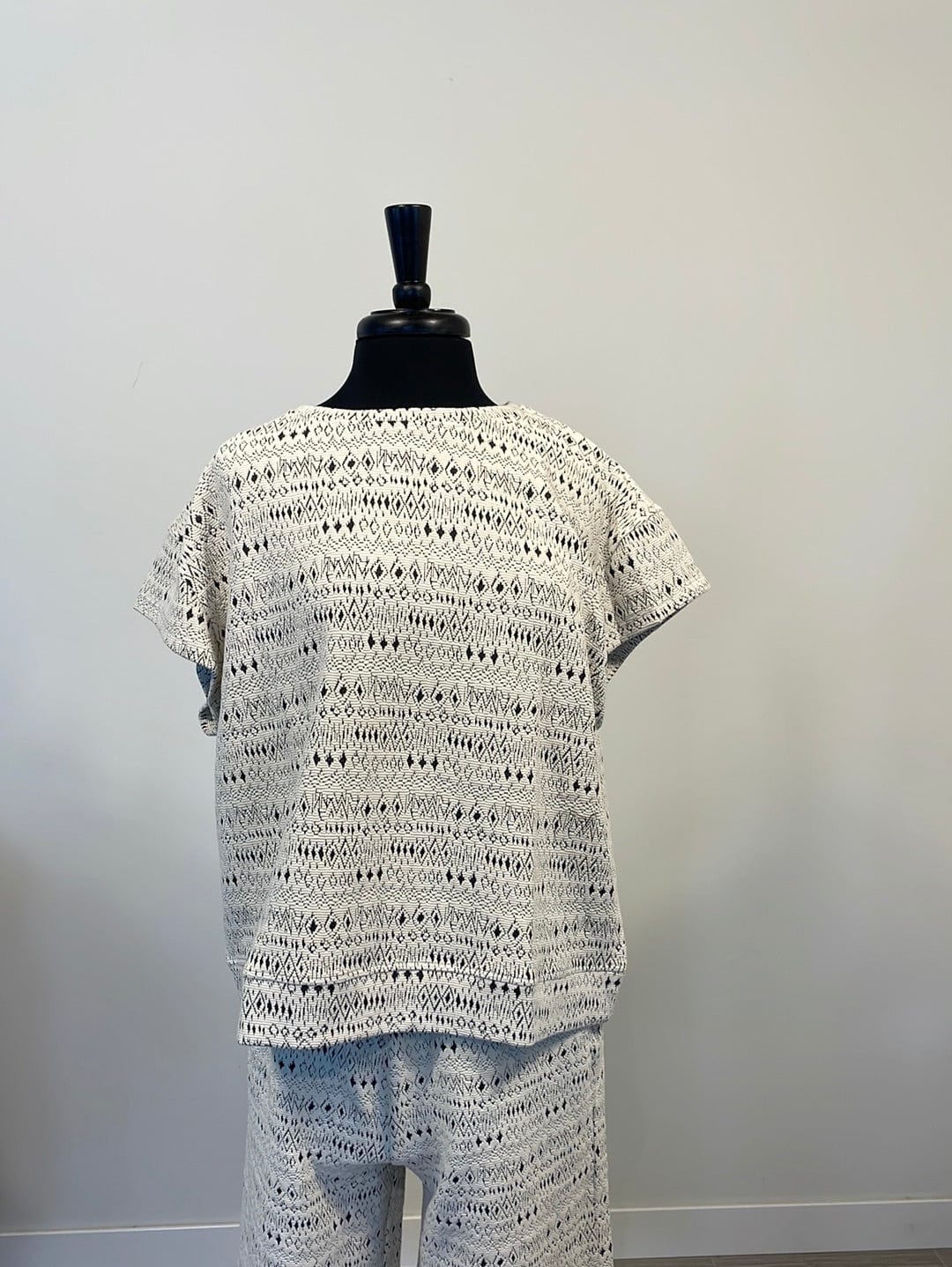 Ivory & Grey Jacquard Textured Top