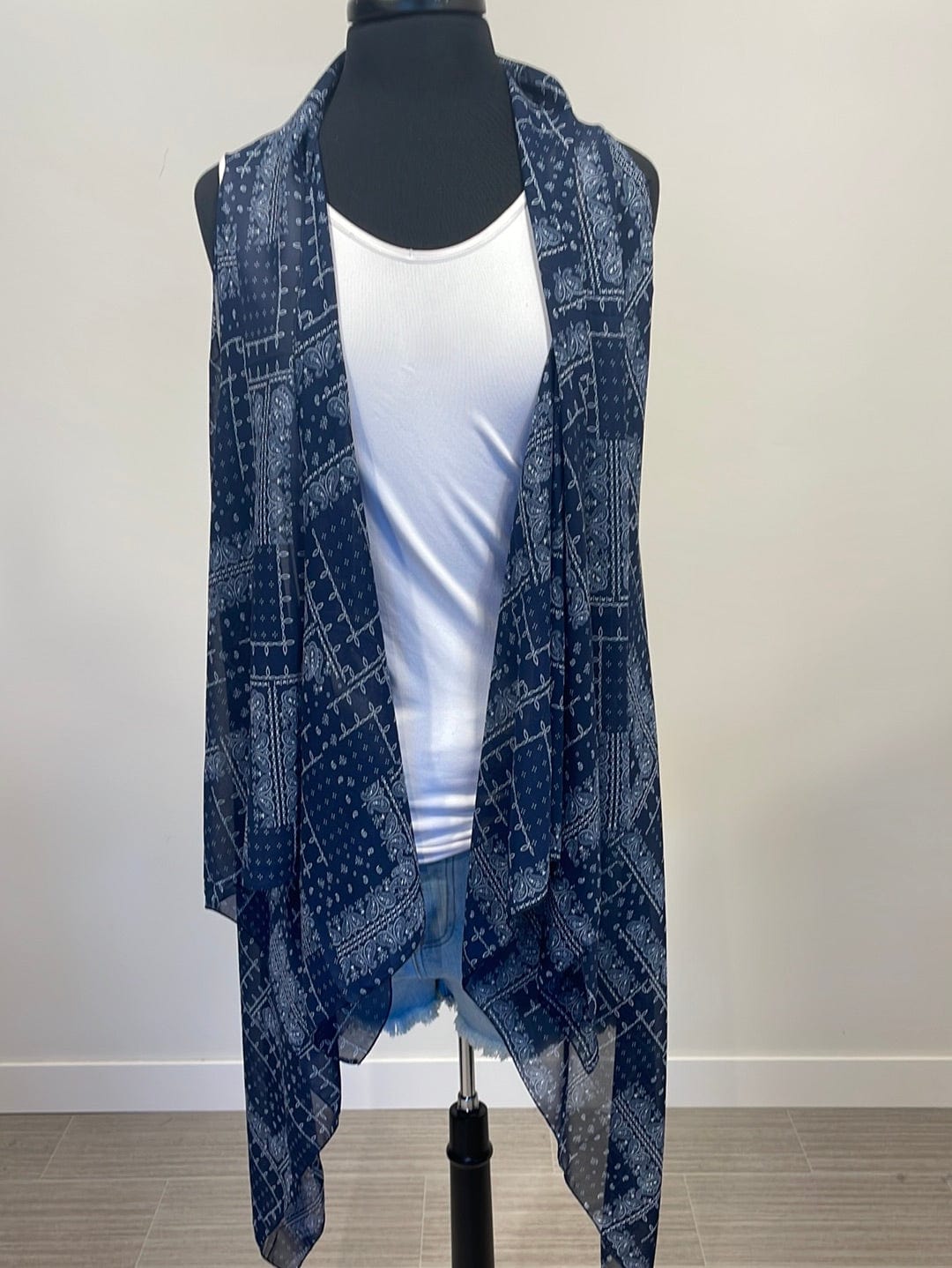 Navy Bandana Flowy Vest