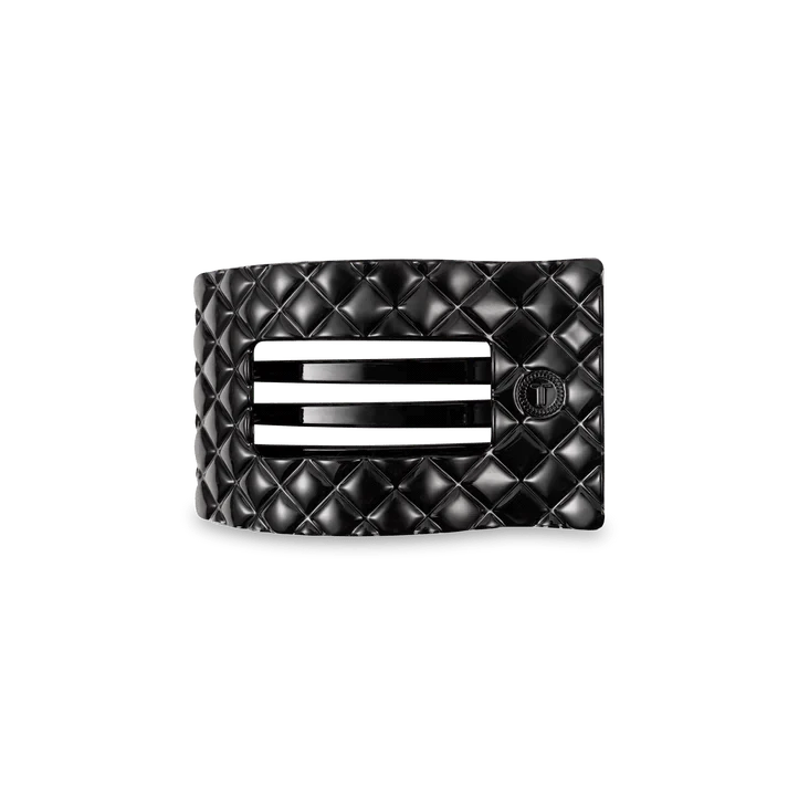 Jet Black Quilted Small Flat Rectangle Clip