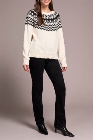 Cream Scoop Neck Sweater w/Beads