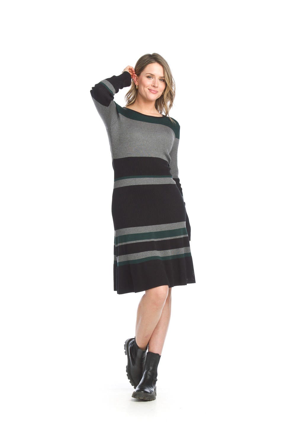 Ribbed Striped Sweater Dress
