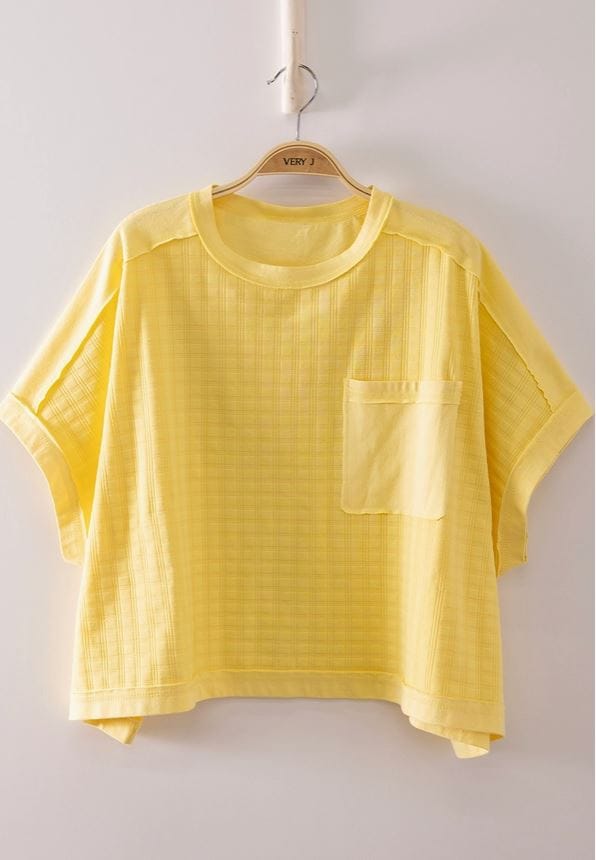 Yellow Dolman Sleeve Textured Knit Top